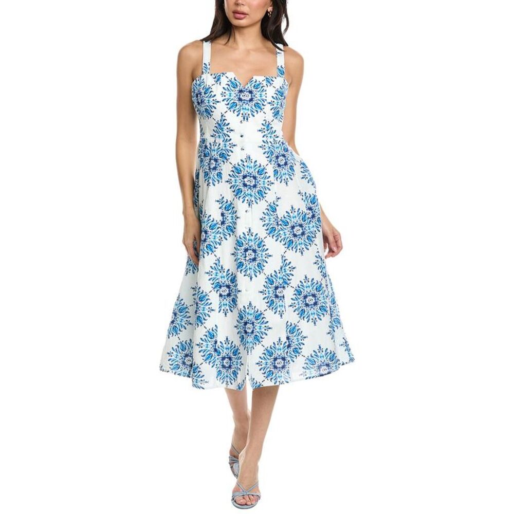 Allison Womens  Bella Linen-Blend Shirtdress, White